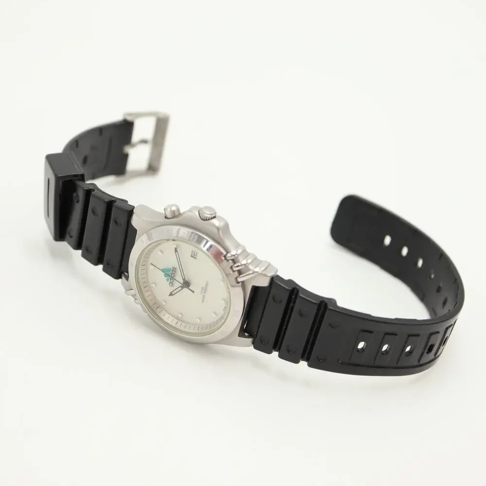 Vintage Adidas Mens 40mm Backlight Date Watch Black Resin Strap w New Battery